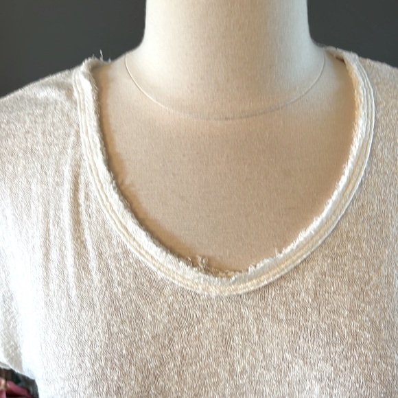 White Top Short Sleeve B Original Raw Hem Solid Oversized XS Womens - Picture 6 of 12